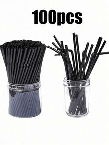 10/20/30/50/100pcs Fruit Shaped Flexible Black Straws, Fruit Drink Straws, Coffee & Cocktail Stirrers, Beverage Accessories Suitable For Milkshakes, Smoothies, Bubble Tea, Iced Coffee Etc. Applicable For Bars, Clubs, Restaurants And Home Use - View 8