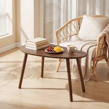 EZIFY Minimalist Creative Side Table, Ergonomic Round Corner Design, Sturdy Legged End Table, Space-Saving Furniture For Small Apartments, Living Room And Bedroom - Walnut - View 2