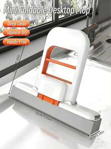 Mini trapeador plegable de escritorio, mini trapeador de esponja, herramienta de limpieza de esponja autoestrujable manual, sistema de limpieza en seco y húmedo, adecuado para mesa de comedor, baño, vidrio, coche, restaurante - A - Ver 2
