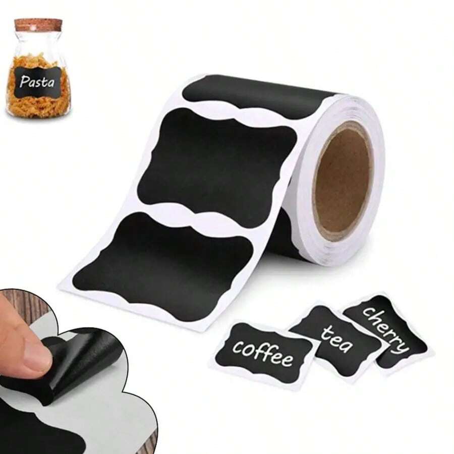 1pc, 2pcs, 3pcs, 5pcs Erasable Chalkboard Labels, Reusable Waterproof Self-Adhesive Chalkboard Stickers, Removable Jar And Container Labels, Suitable For Kitchen Spice Jars, Pantry Organization, Home Storage, Office File Classification, Party Food Labeling - Multiple Styles - View 1