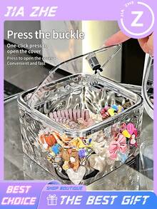 1 pièce Boîte de rangement pour capsules de lessive avec couvercle, contenant transparent, organisateur de bureau, pour l'organisation de la buanderie, le stockage de capsules de lessive, de bombes de bain, de cires fondantes, un élément essentiel pour la rentrée scolaire - Multicolore - Voir 2