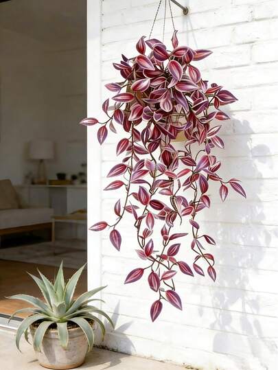 75cm Artificial Vine Leaves, Faux Hanging Plants, Silk Leaves, Green Bamboo Wrapped Vines, Suitable For Home Garden Wedding Valentine's Day Decor, Excluding Planter, 1pc