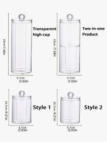 亚克力透明棉签收纳盒，棉签容器，牙签盒，化妆棉盒，塑料药瓶浴室收纳罐 - 彩色 - 查看 12