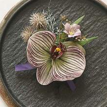 Flower Wrist Corsage Wedding Bridal Prom Artificial Moth Orchid Ribbon Wristlet Bridesmaid Hand Dr Wristband For Hoing Ceremony Party (Orchid -  Brown),44372779 - 紫色 - 查看 6