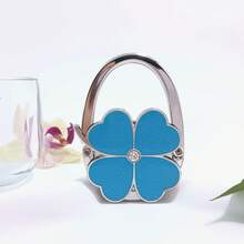 1pc Elegant Four-Leaf Clover White Foldable Handbag Hook - Fashionable Aluminum Alloy Wallet Desktop Hanger With Heart-Shaped Floral Decor, Stylish Metal Bag Stand Suitable For Fashion Accessory Lovers - Multicolor - View 21