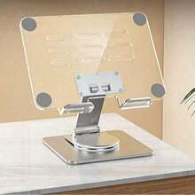 Giá đỡ máy tính bảng di động, đế kim loại chắc chắn + giá đỡ máy tính bảng để bàn xoay 360°, giá đỡ điện thoại và máy tính bảng đa năng bằng tấm acrylic sáng tạo + đế kim loại màu bạc - Xem 8