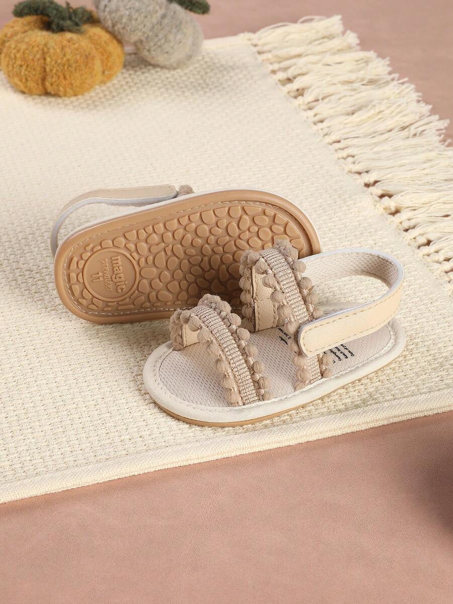 1 par de sandalias minimalistas de encaje hueco para bebé, versátiles para el verano - Albaricoque - Ver 1