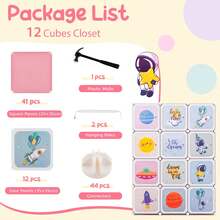 COSTWAY Portable Children Wardrobe With 12 Cubes And 2 Clothes Hanging Section, Pink - Pink - View 5