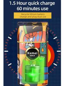 Kemei 1个电动光头剃须刀，男士可充电无线迷你剃须刀，7500转/分钟，便携式理发器剃须刀 - 彩色 - 查看 10