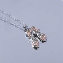 Ballerina Dance Shoes Necklace' - This Is A Unique Ballet-Inspired Necklace Design That Is Delicate Yet Dynamic. It Is A Multi-Functional Neck Accessory Featuring A Beautiful Ballerina Shoe Pendant. The Exquisite 3D Ballerina Shoe Design, Paired With The Warm Pink Contrast, Makes It The Perfect Accessory For Art Enthusiasts' Daily Outfits, As Well As An Ideal Gift For Friends. - Silver - View 5