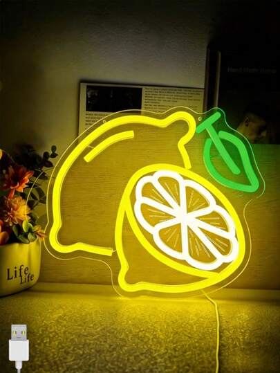 Biển đèn LED hình quả chanh tươi, biển đèn neon hình quả chanh, biển trang trí tường hình quả chanh, biển trang trí nhà bếp, biển trang trí nhà cửa.