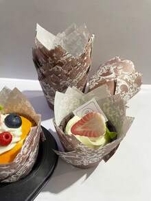 50 cái/100 cái/150 cái/200 cái giấy lót bánh cupcake hình hoa tulip ren, cốc nướng chống dính, thích hợp cho tiệc cưới, sinh nhật. - Xem 6