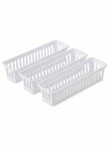 3pcs Plastic Narrow Drawer Storage Baskets, Suitable For Kitchen Drawers, Office Desks And Bathroom Drawers - Multicolor - View 4