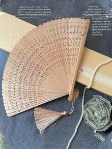 波西米亚风折叠扇 - 手工折叠扇，适合婚礼，可为婚礼宾客降温，便携式传统配饰，适用于演出、文化活动和夏季派对（耐用材质） - 婚礼、活动、DIY派对、婚礼用品、活动配饰的理想礼物，精致的图案细节，耐用的材质，装饰性扇子，非常适合新郎新娘 - 多色 - 查看 3