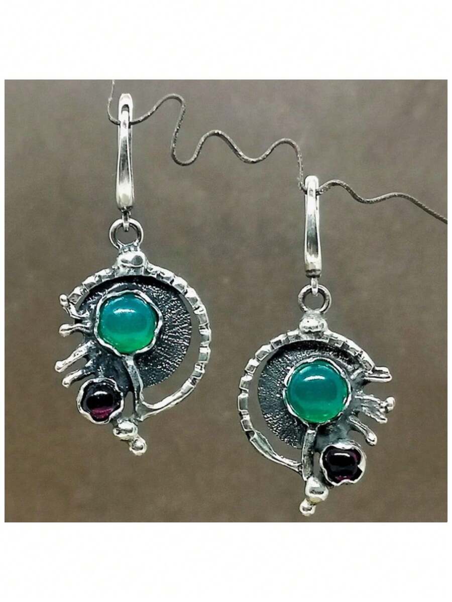 1 Pair Vintage Asymmetric Pendant Earrings, Unique Jewelry Accessory Suitable For All Occasions, A Perfect Gift For Her - Multicolor - View 1