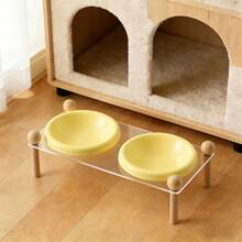 Bộ 2 bát ăn và uống bằng gốm sứ cho mèo, đế chắc chắn, làm từ gốm nung ở nhiệt độ cao, dễ vệ sinh, thiết kế nâng cao giúp tránh mỏi cổ, dùng để đựng thức ăn và nước uống cho mèo và chó. - 200ml - Xem 9