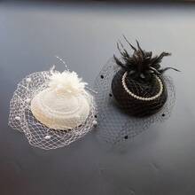 6pcs Vintage Pearl Jewelry Set, Includes Easter Bonnet And Lace Gloves, Women's Retro Afternoon Tea Party Outfit, Bridal Accessories - Multicolor - View 8