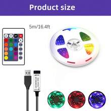Dây đèn LED RGB, nguồn USB 5V, điều khiển từ xa 24 phím - Đèn đổi màu tạo không khí, thích hợp cho phòng ngủ, đèn nền TV, phòng chơi game, trang trí Halloween/Giáng sinh. - Nhiều màu - Xem 15