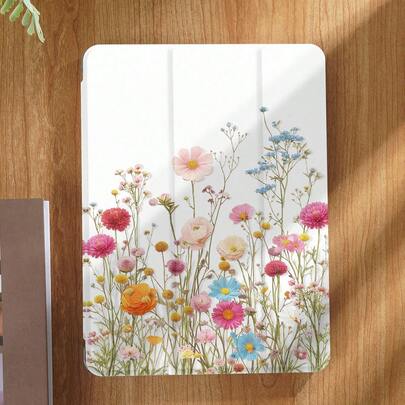 Kingsung Ốp bảo vệ máy tính bảng họa tiết hoa, tương thích với iPad 9.7/10.2/10.5/10.9/12.9 inch/Pro 11 inch, thế hệ thứ 10, Galaxy Tab S6 Lite 10.4 inch, Kindle Paperwhite thế hệ thứ 12 2024, Kindle thế hệ thứ 11 2022, mềm mại, chống sốc, chân đế thông minh/tự động bật/tắt màn hình.