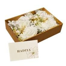 1 Box 8pcs Assorted Silk Flower Bouquet, Artificial Flowers For Home, Wedding, Party, Restaurant, Bedroom Decor / Can Be Used For Vase Arrangement, Garden Decor, DIY Wreath, Wrist Corsage - White - View 1