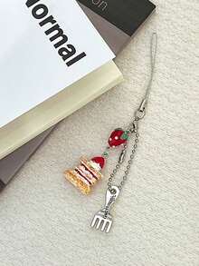 1pc Ins Cute Y2K Strawberry Cake Phone Charm - Handmade Beaded Phone Chain For Hanging, Camera Anti-Loss Chain For Travel, Bag Accent, Keychain, Apple A IrPods Pro Bluetooth Earphone Case Hanger, Holiday Gift For Women - Multicolor - View 6