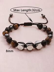 1 chiếc vòng tay cổ điển dành cho nam giới - Vòng tay đính đá Hematit, Obsidian đen, Mắt hổ, bảo vệ ba lớp, trang sức chữa lành, quà tặng sinh nhật, quà tặng Ngày của Cha. - Nhiều màu - Xem 2