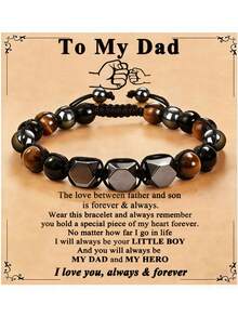 1 chiếc vòng tay cổ điển dành cho nam giới - Vòng tay đính đá Hematit, Obsidian đen, Mắt hổ, bảo vệ ba lớp, trang sức chữa lành, quà tặng sinh nhật, quà tặng Ngày của Cha. - Nhiều màu - Xem 14