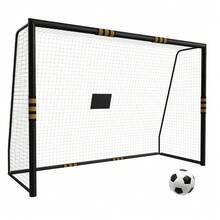 Portería de fútbol para jardín, 2,4 x 1,6 metros, de metal, con red de espuma anticolisión, fácil montaje, poste acolchado de espuma resistente a la intemperie, para adultos. - D - Ver 1