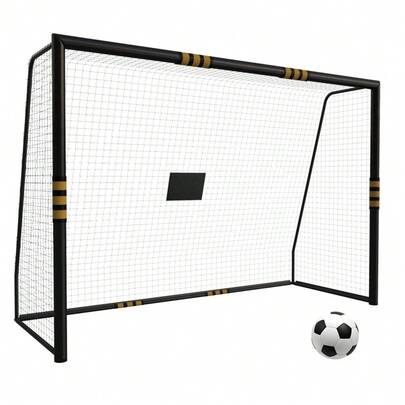 Portería de fútbol para jardín, 2,4 x 1,6 metros, de metal, con red de espuma anticolisión, fácil montaje, poste acolchado de espuma resistente a la intemperie, para adultos.