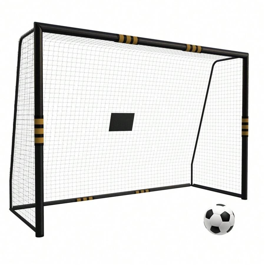 Portería de fútbol para jardín, 2,4 x 1,6 metros, de metal, con red de espuma anticolisión, fácil montaje, poste acolchado de espuma resistente a la intemperie, para adultos. - D - Ver 1