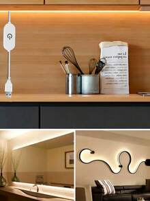 1 m/2 m/3 mètres/4 m/5 m Bande lumineuse décorative LED Néon flexible USB, éclairage ambiant gradable, alimenté par USB, convient pour l'éclairage domestique intelligent, ambiance blanc chaud, technologie de gradation intelligente, bande lumineuse ambiante flexible et gradable pour maquillage en direct, miroir, éclairage de miroir de salle de bain, gradation tactile - Bande néon tactile USB - Voir 12