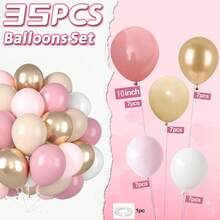 Globos Rosa Polvoriento & Dorado, Globos Metálicos Rosa Pastel Dorado 10 Pulgadas, Globos de Látex Helio Albaricoque Blanco Dorado Nude, Adecuados para Boda, Despedida de Soltera, Fiesta de Cumpleaños de Princesa y Niña, Baby Shower, Despedida de Soltera, Suministros de Decoración de Habitación - A-1 - Ver 2