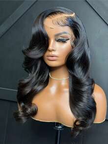 13x4 Lace Front Wigs Human Hair 30 40 Inch Body Wave HD Lace Front Wigs Human Hair Pre Plucked 200 Density With Baby Hair Transparent Lace Frontal Wigs For Women Natural Color - 黑色 - 查看 1