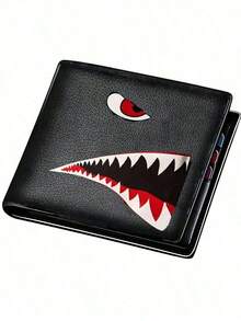 Men's Mini Wallet With Coin Purse - Stylish Cartoon Design, Multiple Card Slots And Coin Pocket, Black, Makes An Excellent Holiday Gift For Girlfriends, Family, And Friends. Suitable For All Seasons - Black - View 3