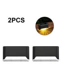 Luces solares para valla y escaleras, luces LED de ambiente nocturno, fácil instalación, adecuadas para vallas, escaleras, senderos, patios y jardines, hoteles, decoración de iluminación paisajística - Talla única para todos - Ver 15