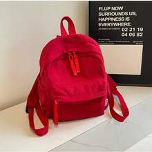 Women's Small Velvet Backpack, Stylish, Solid Color (Without Keychain) - Red - View 1
