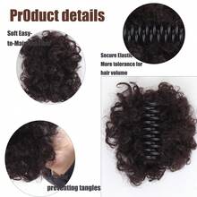 4 Inch Synthetic Hair Scrunchie Ponytail, Detachable African Natural Fluffy Curly Hair Bun - Dark Brown - View 7