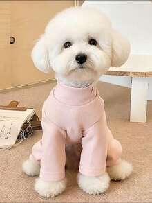 Bộ đồ mặc nhà thoải mái cho chó nhỏ 4 chân - Được làm từ sợi polyester: Chống nhăn, thấm hút mồ hôi và co giãn. Bộ đồ mặc nhà, thiết kế che phủ toàn bộ bụng, thắt lưng co giãn. - Hồng - Xem 12