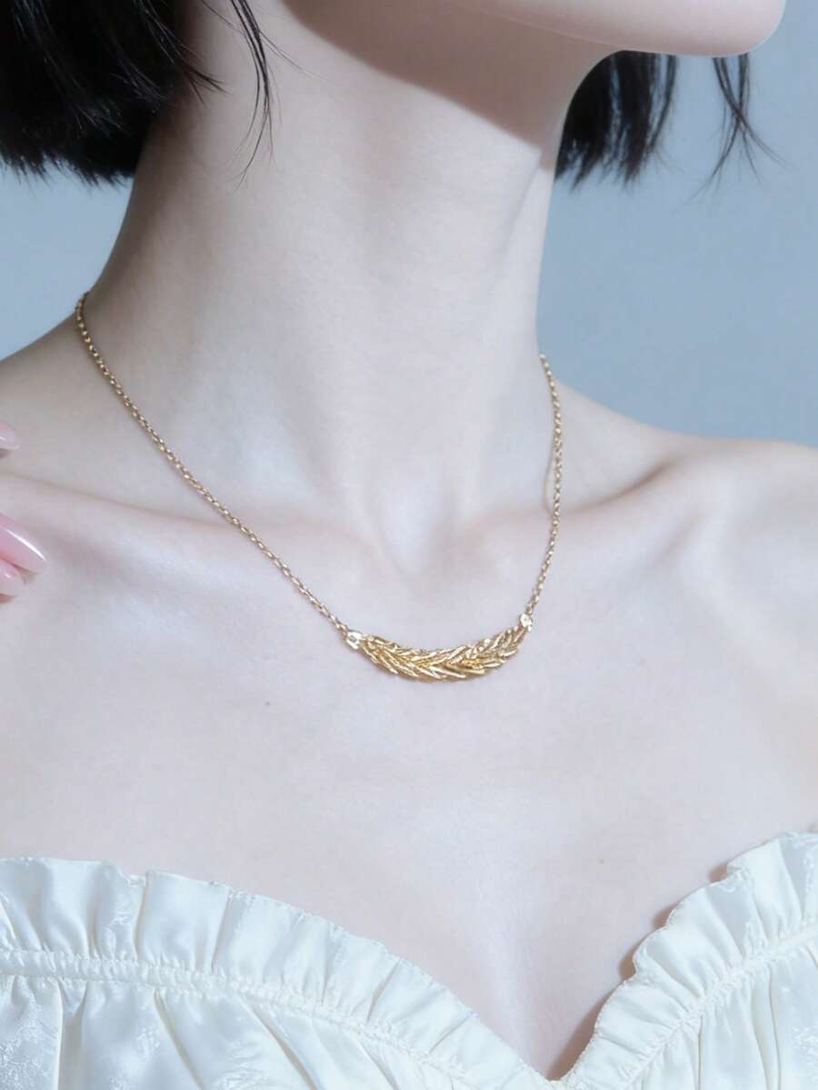 1 chiếc vòng cổ mặt dây chuyền hình bông lúa mì cho nữ, thiết kế sang trọng tinh tế, dây chuyền mảnh mai ôm sát xương đòn, mặt dây chuyền hình bông lúa mì mạ vàng satin. Bông lúa mì tượng trưng cho "Mùa gặt, Sự tốt lành", đại diện cho sự sung túc và phước lành. - Nhiều màu - Xem 1