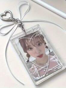 1 pieza Soporte de tarjeta de fotos con forma de estrella de 3 pulgadas con lazo - Diseño de cristal transparente, perfecto para almacenamiento y decoración, sostiene tarjetas y tarjetas, accesorio de bolso | Accesorio juguetón - Multicolor - Ver 2