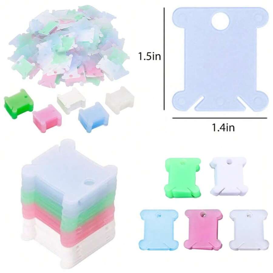 Embroidery Floss Bobbins 50 Pcs Plastic Organizer Cards For Cross Stitch Thread Storage With Mixed Color Assortment - 1 - Xem 1