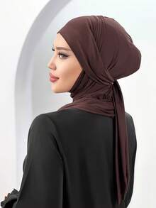 1pc Hijab Cap/Balaclava, Women's Minimalist Fashion Casual Elegant Modest Neck Scarf Headwrap, Modal Soft Breathable Fabric, 2-In-1 Instant Scarf & Headcover, Suitable For Daily Life, Festivals, Gatherings, Prayers,Beach,Holiday,Accessories,Travel Essential - Balaclava Hijab - View 13