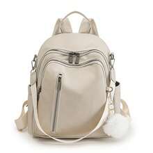 Fashion Women's Travel Backpack, Large Capacity Laptop Backpack, Streetwear Style - Beige - View 9