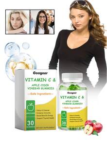Googeer Apple Cider Vinegar Vitamin C Gummies Apple Flavored 30 Count Daily Dietary Supplement For Detoxification Cleansing Immunity Boost Mood Energy Enhancement Thyroid Support  Formula - - - View 9