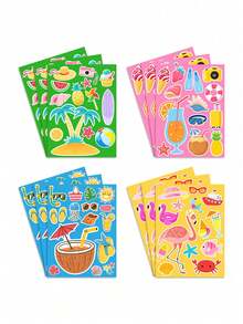 4 Sheets/48PCS Summer Beach Stickers,Beach Vinyl Waterproof Stickers For Scrapbooking,Water Bottles,Envelopes,Laptop, Hawaii Tropical Stickers For Summer Party For Birthday Invitations Envelopes Decorations Party Goodie Gifts Bags Decor - View 5