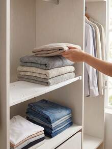 1/2件装衣柜隔板，免钉可伸缩宿舍柜浴室厨房储物架，储物柜隔板 - 彩色 - 查看 2