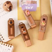 1pc Capybara Rubber Eraser, Mess-Free Clean Erasable, Retractable (Random Style) - A - View 4