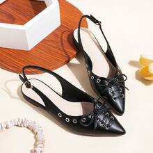 2026 New Black Flat Pointed Toe Bowknot Slip-On Sandals For Women - Black - View 7