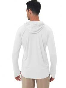 Men's UPF 50+ Sun Protection Hooded Long-Sleeved Fishing Running Fitness SPF Outdoor UV Shirt Quick-Dry Lightweight Top - 白色 - 查看 2