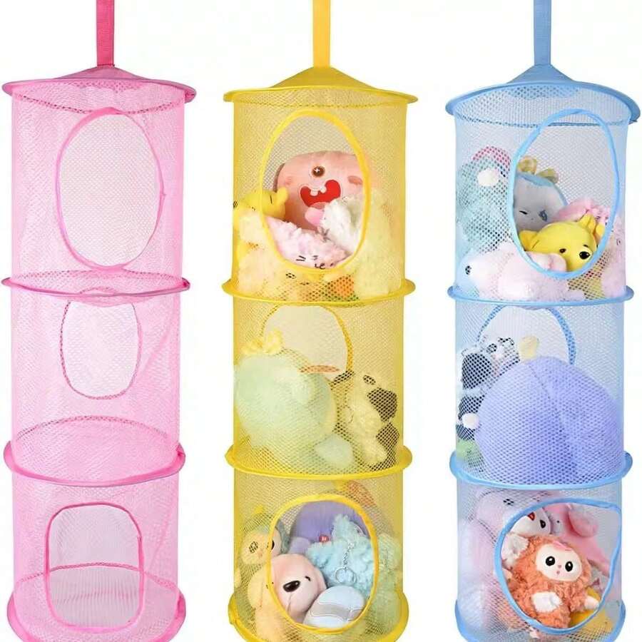 Best-Selling Foldable Round Drying & Storage Basket, Makeup Sponge Drying Rack, Lingerie & Toy Storage Hanging Basket For Home Organization, Bedroom, Bathroom, And Travel - Portable Collapsible Mesh Container With Easy Setup Perfect For Cosmetic Tools, Accessories, And Personal Items Storage Solutions - Random Color - View 1